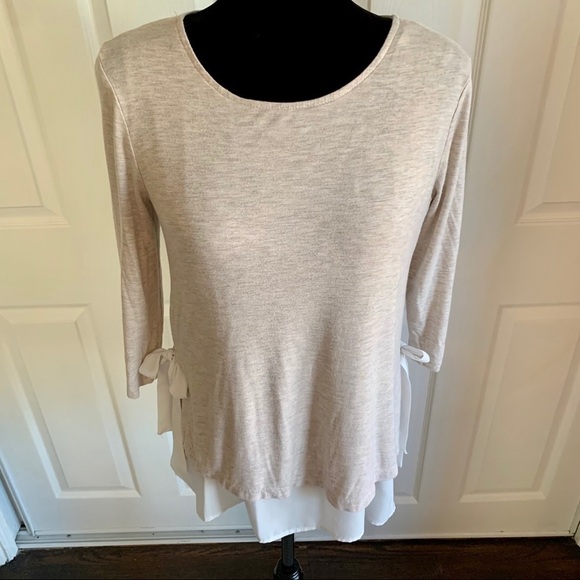 Anthropologie Pebble and Stone Nude Cream Tiered Top - Picture 2 of 8